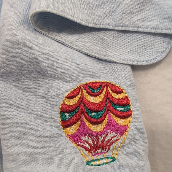 Women's The Quacker Factory Light Blue Hot Air Balloon Button Down 3X - Picture 11 of 16